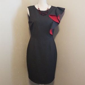Calvin Klein Gray and Red Midi Dress Size 8
